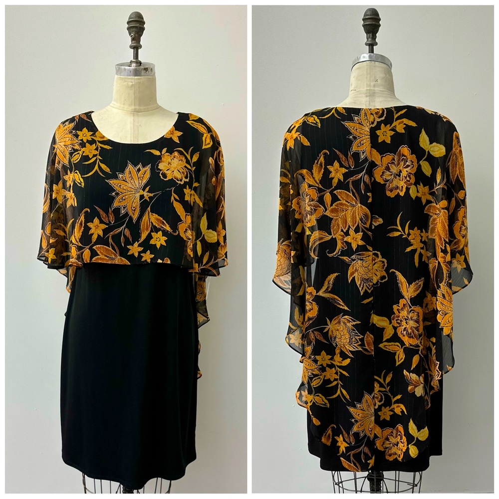 NWT Glamour Printed Chiffon Lurex Overlay Dress size 8
